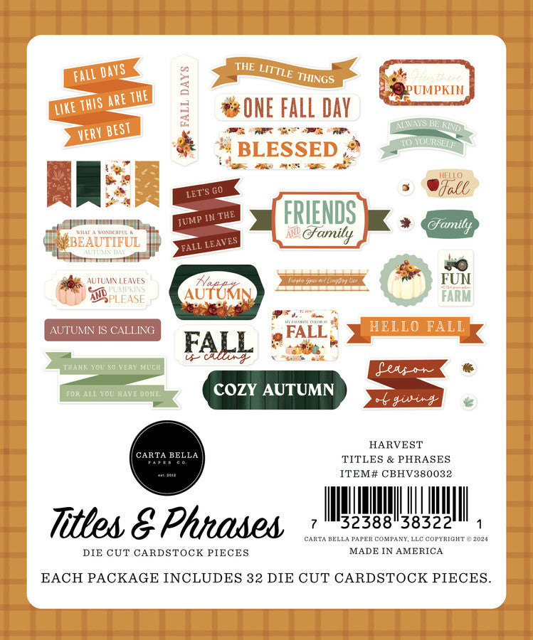 HARVEST Titles & Phrases - Carta Bella