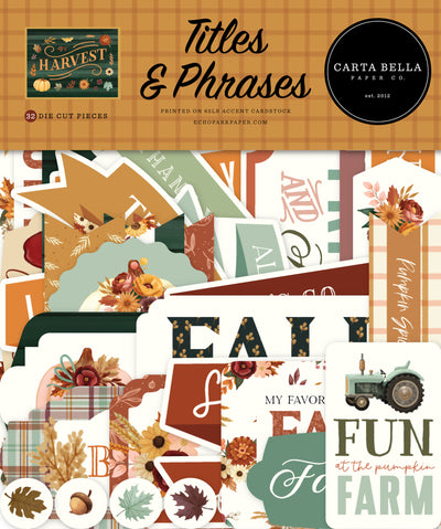 Harvest Titles & Phrases Die Cut Cardstock Pack includes 32 die-cut shapes ready to embellish your favorite project.