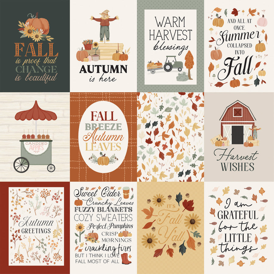 IT'S AUTUMN 3X4 JOURNALING CARDS - 12x12 Double-Sided Patterned Paper - Carta Bella