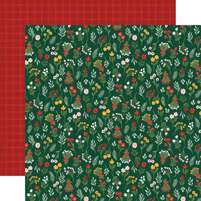 Floral-patterned paper with red plaid reverse.