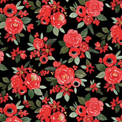 MERRY LARGE FLORAL - 12x12 Patterned Cardstock - Carta Bella