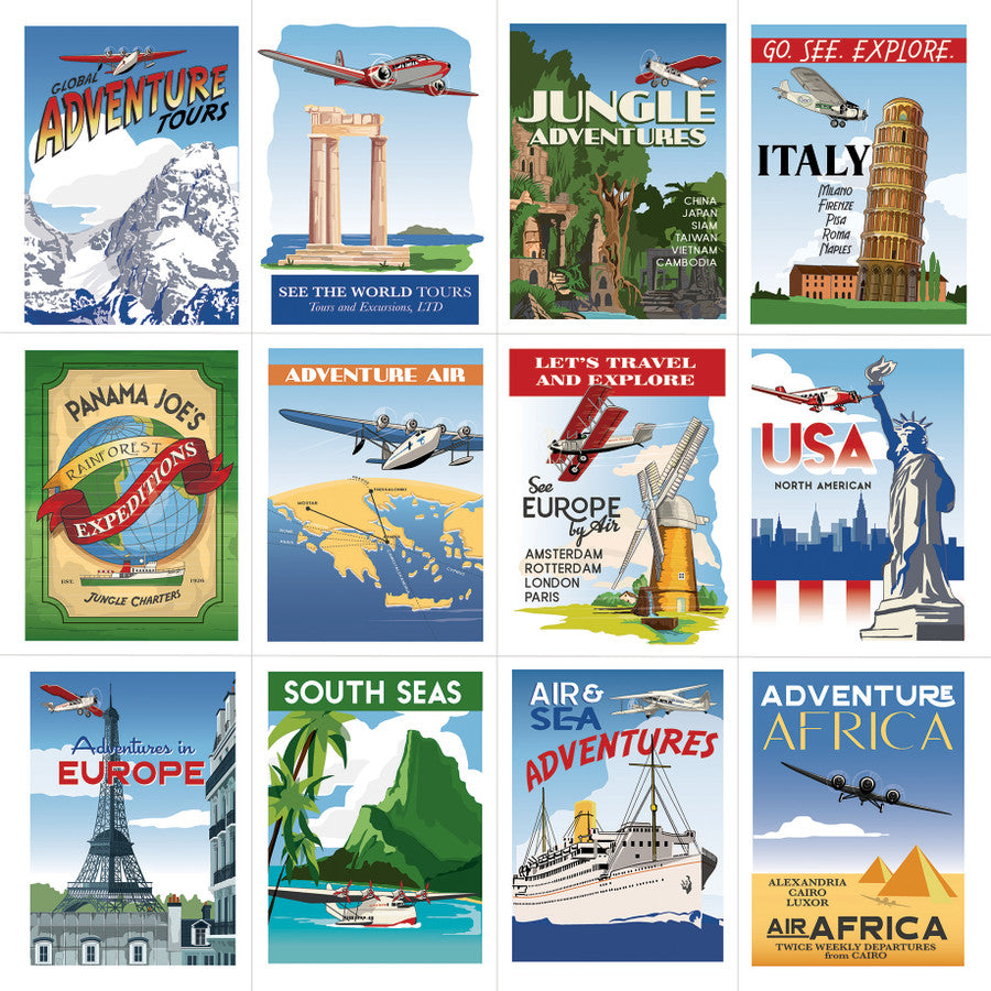 TRAVEL POSTERS - 12x12 Double-Sided Patterned Paper - Carta Bella