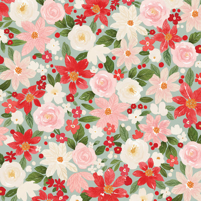 PEACEFUL LARGE FLORAL - 12x12 Patterned Cardstock - Carta Bella