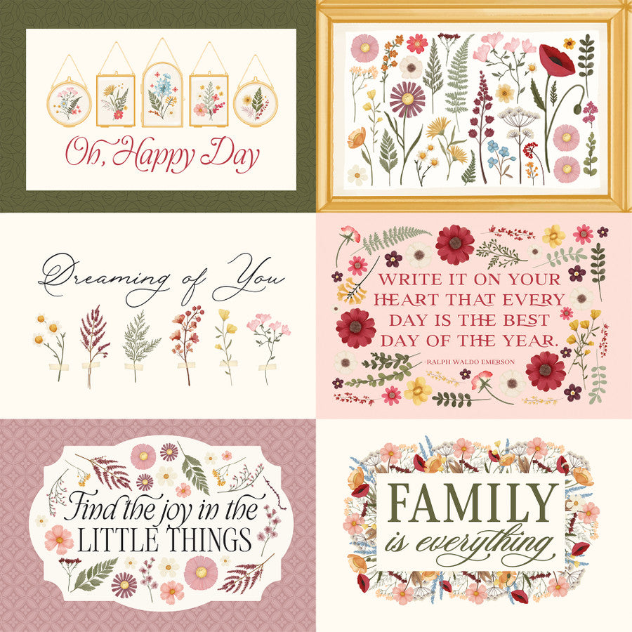 PRESSED FLORAL 6X4 JOURNALING CARDS - 12x12 Double-Sided Patterned Paper - Carta Bella
