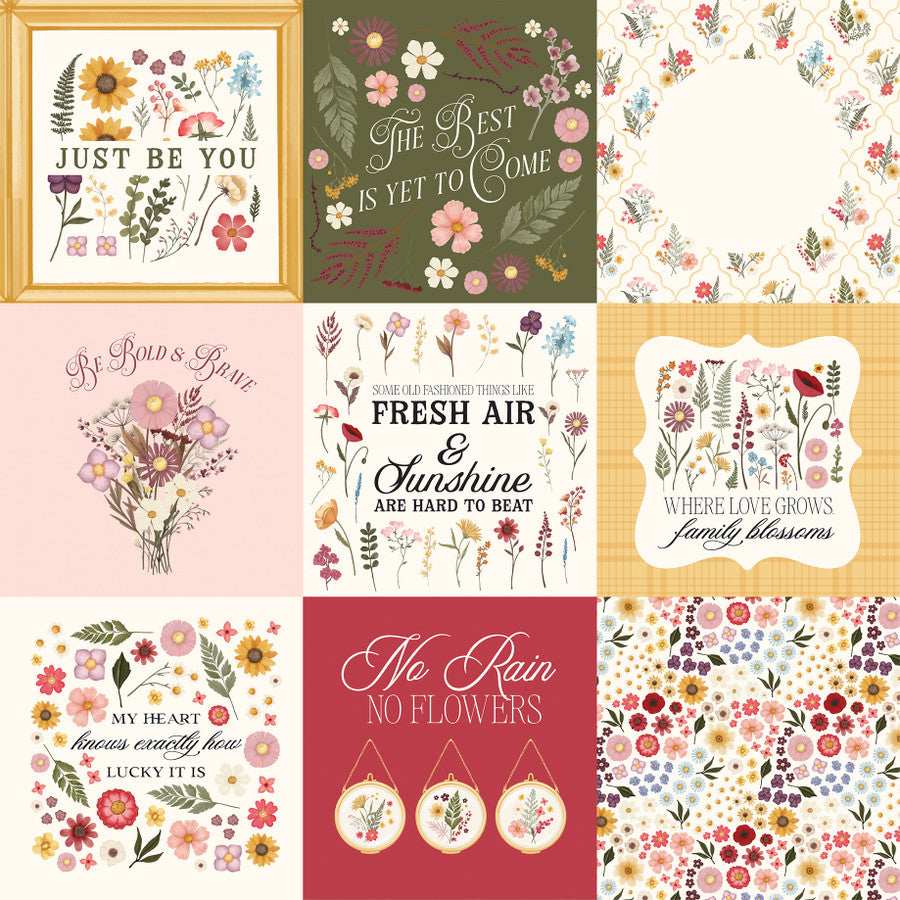 PRESSED FLORAL 4X4 JOURNALING CARDS - 12x12 Double-Sided Patterned Paper - Carta Bella