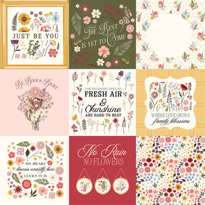 PRESSED FLORAL 4X4 JOURNALING CARDS - 12x12 Double-Sided Patterned Paper - Carta Bella