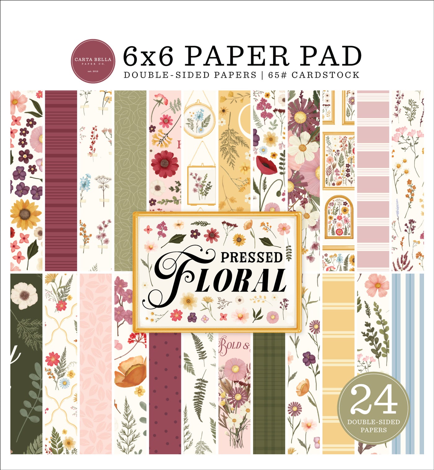 6x6 Paper Pad with pressed floral design by Carts Bella.