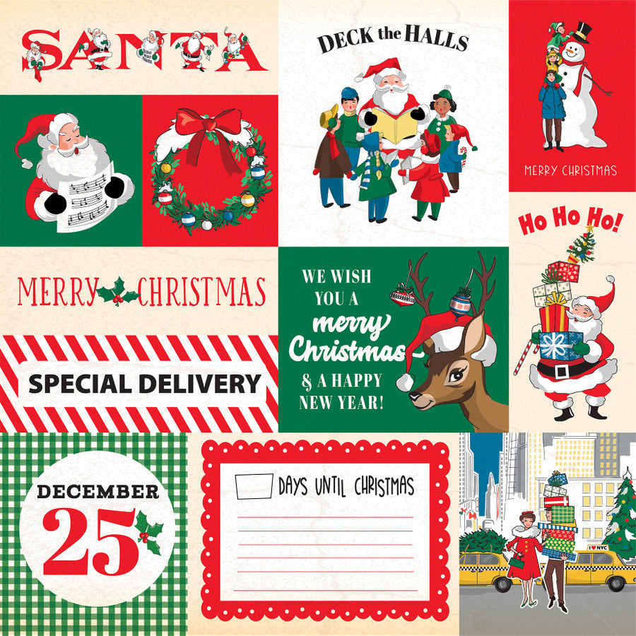 SEASON'S GREETINGS MULTI JOURNLING CARDS - 12x12 Patterned Cardstock - Carta Bella