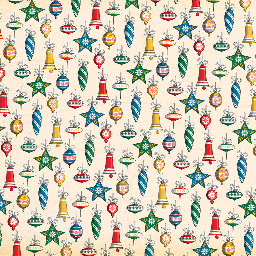 HOLIDAY ORNAMENTS - 12x12 Patterned Cardstock - Carta Bella