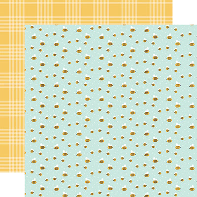 This archival quality 12x12 double-sided paper is full of possibilities. On one side, find cute bumblebees on a mint background; on the other, a charming yellow plaid pattern. Made from acid-free materials, this paper is perfect for preserving your creations for years to come.