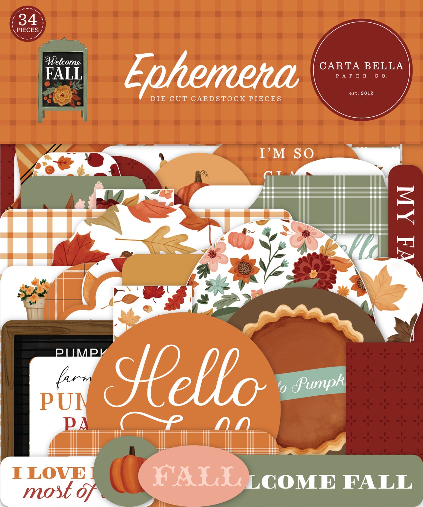 Welcome Fall Ephemera Die Cut Cardstock Pack. Pack includes 34 different die-cut shapes ready to embellish any project.