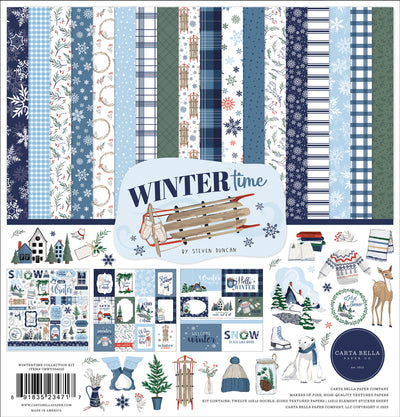 The collection kit for paper crafts includes 12 double-sided papers with beautiful winter colors and themes. Element sticker sheet included. 80 lb felt cardstock.