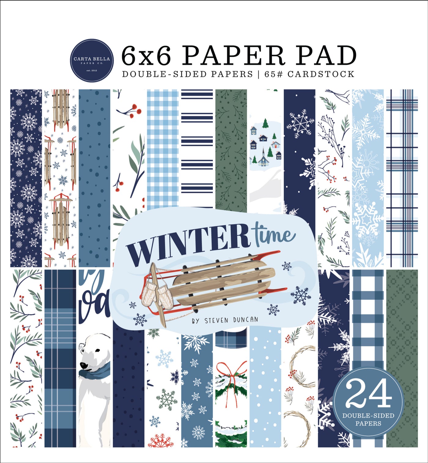 Trendy 6x6 pad with 24 double-sided sheets. Great for Christmas and winter card making and other seasonal craft projects. Matches Wintertime Collection.