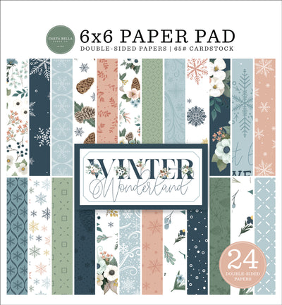 6x6 pad features a winter theme in icy blues and whites; fun for cards and papercrafts; includes 24 double-sided pages- Echo Park