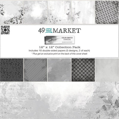 This pack includes 10 sheets of double-sided heavy-weight cardstock. The collection features five double-sided patterned charcoal papers with shades of gray and a hint of antique white, 2 of each sheet. In addition, there's an exclusive print on the back side of the cover, which is exclusive to this pack.