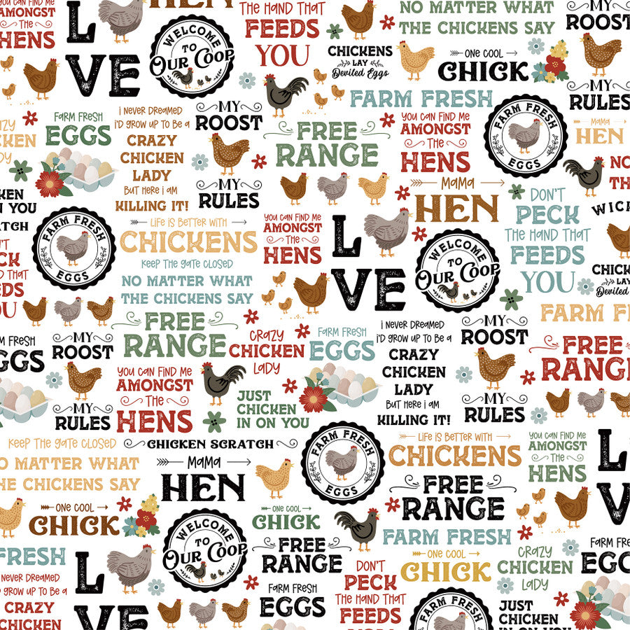 FREE RANGE PHRASES - 12x12 Double-Sided Patterned Paper - Echo Park