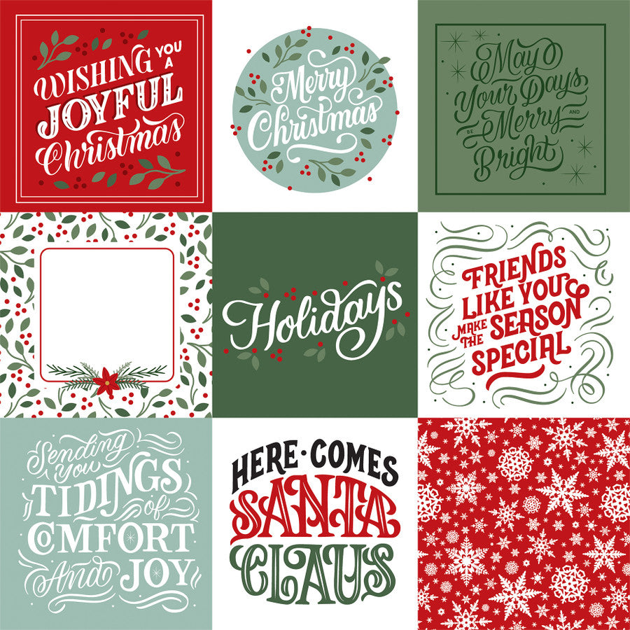 CHRISTMAS SALUTATIONS 4X4 JOURNALING CARDS - 12x12 Double-Sided Patterned Paper - Echo Park