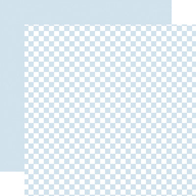 Double-sided 12x12 cardstock sheets - baby blue checkered, baby blue solid reverse. 65 lb. smooth cardstock. -Echo Park