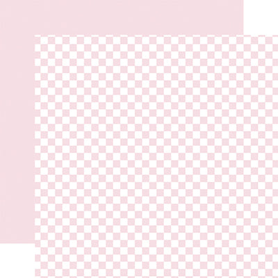 Double-sided 12x12 cardstock sheets - powder pink checkered, powder pink solid reverse. 65 lb. smooth cardstock. -Echo Park