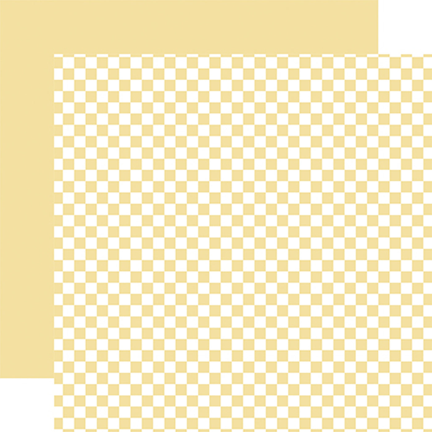 Double-sided 12x12 cardstock sheets - yellow checkered, yellow solid reverse. 65 lb. smooth cardstock. -Echo Park
