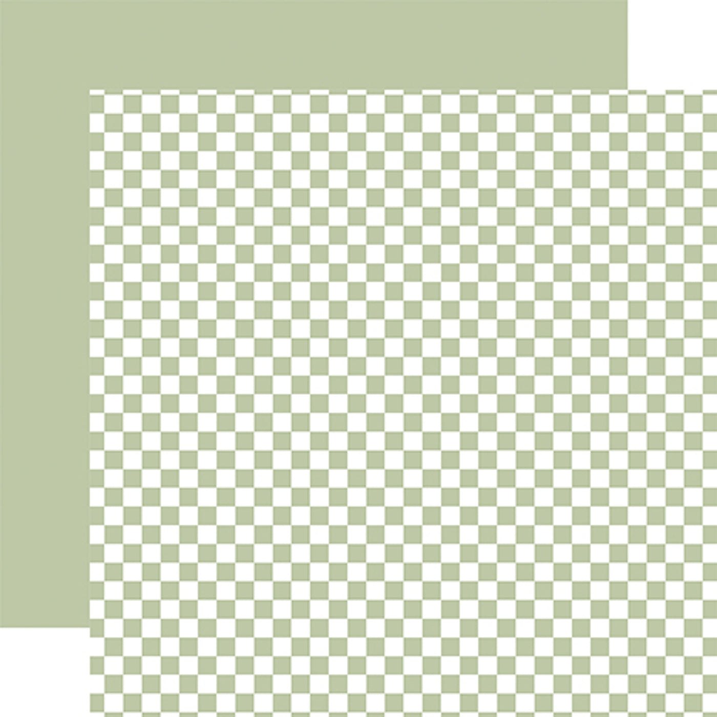Double-sided 12x12 cardstock sheets - celery checkered, celery solid reverse. 65 lb. smooth cardstock. -Echo Park