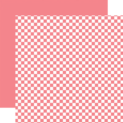 Double-sided 12x12 cardstock sheets - watermelon checkered, watermelon solid reverse. 65 lb. smooth cardstock. -Echo Park