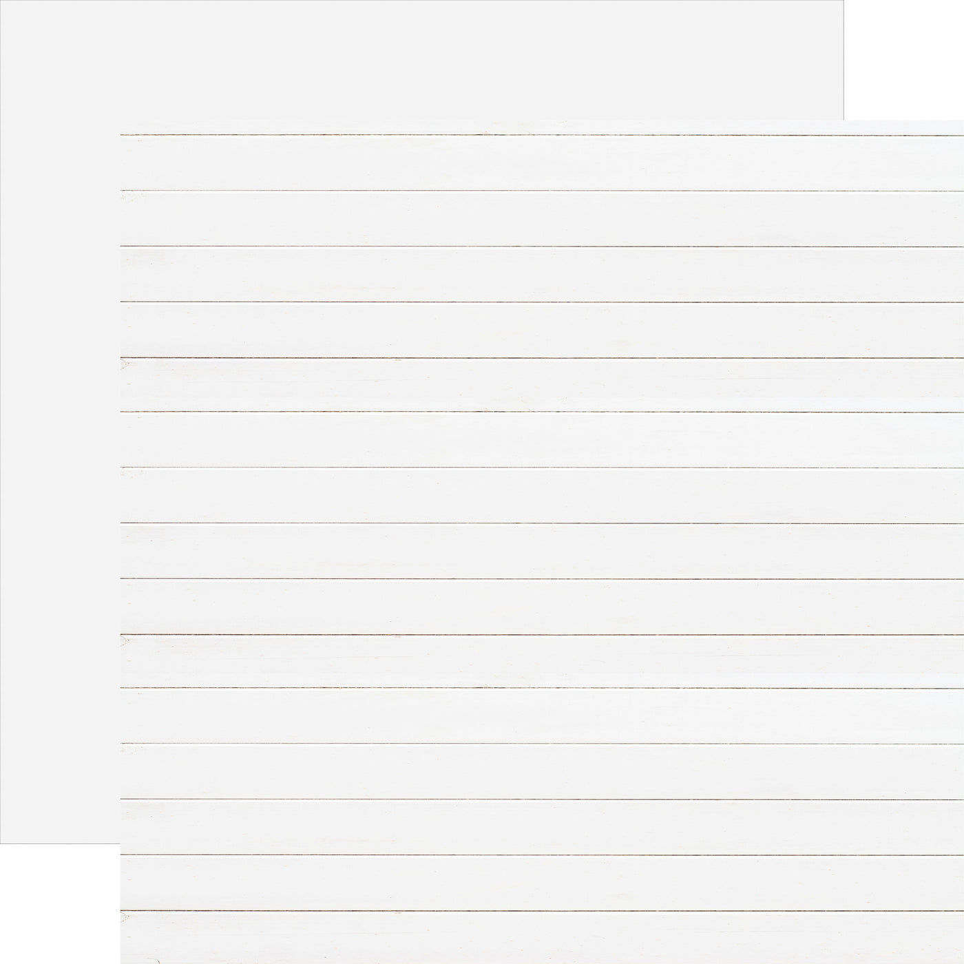 12x12 double-sided patterned paper. (Side A - white shiplap wood grain, Side B - matching solid reverse)