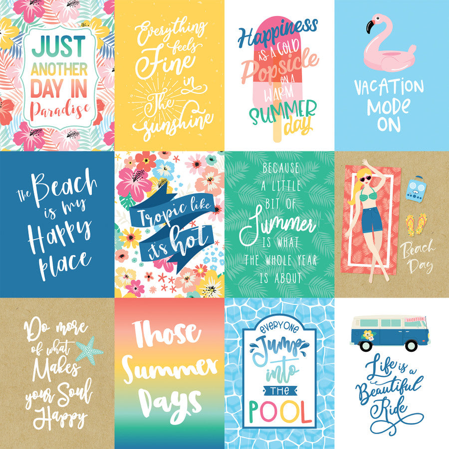 DIVE INTO SUMMER 3X4 JOURNALING CARDS - 12x12 Double-Sided Patterned Paper - Echo Park