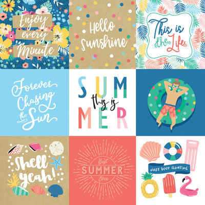 DIVE INTO SUMMER 4X4 JOURNALING CARDS - 12x12 Double-Sided Patterned Paper - Echo Park