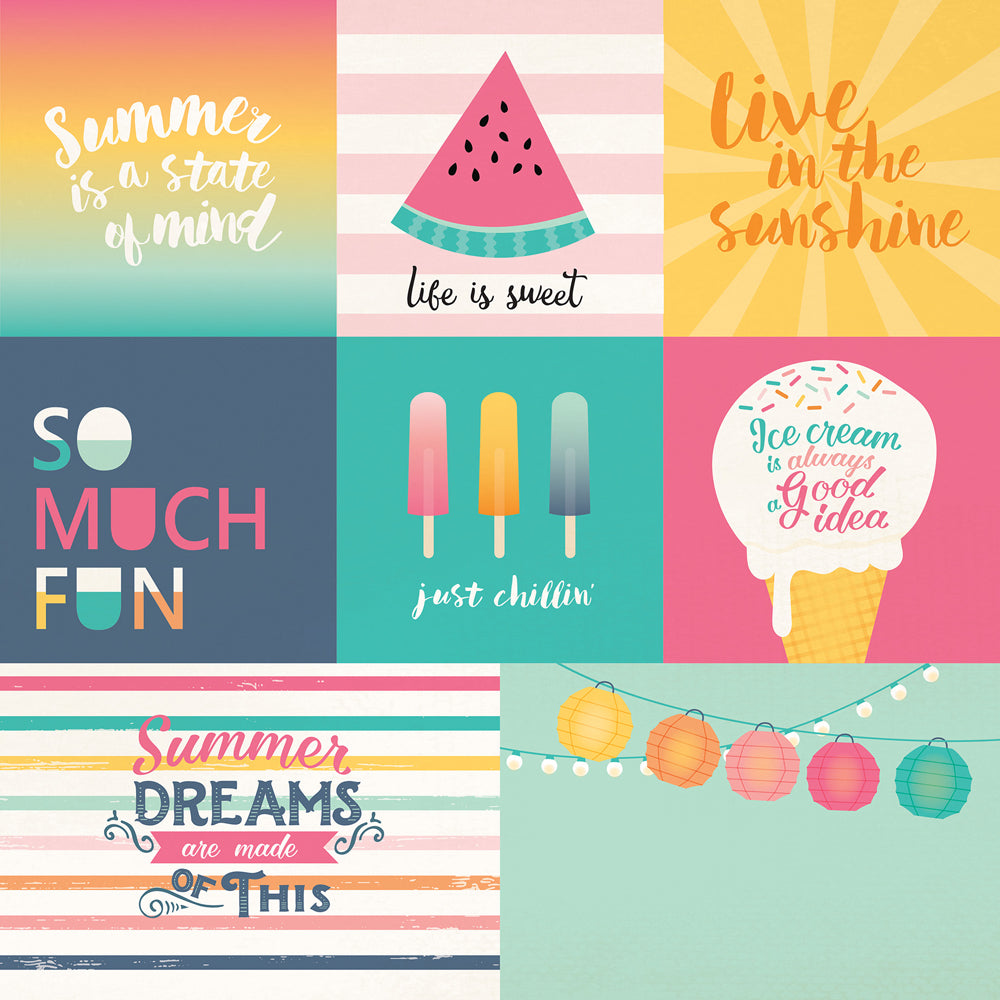 SUMMER DREAMS MULTI JOURNALING CARDS - 12x12 Double-Sided Patterned Paper - Echo Park