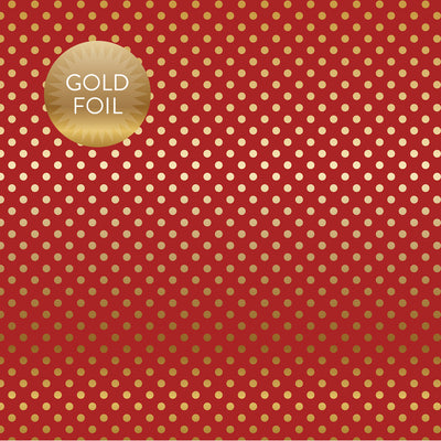 RED GOLD FOIL DOT - Dots & Stripes 12x12 Cardstock Echo Park