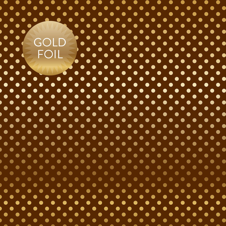 BROWN GOLD FOIL DOT - Dots & Stripes 12x12 Cardstock Echo Park