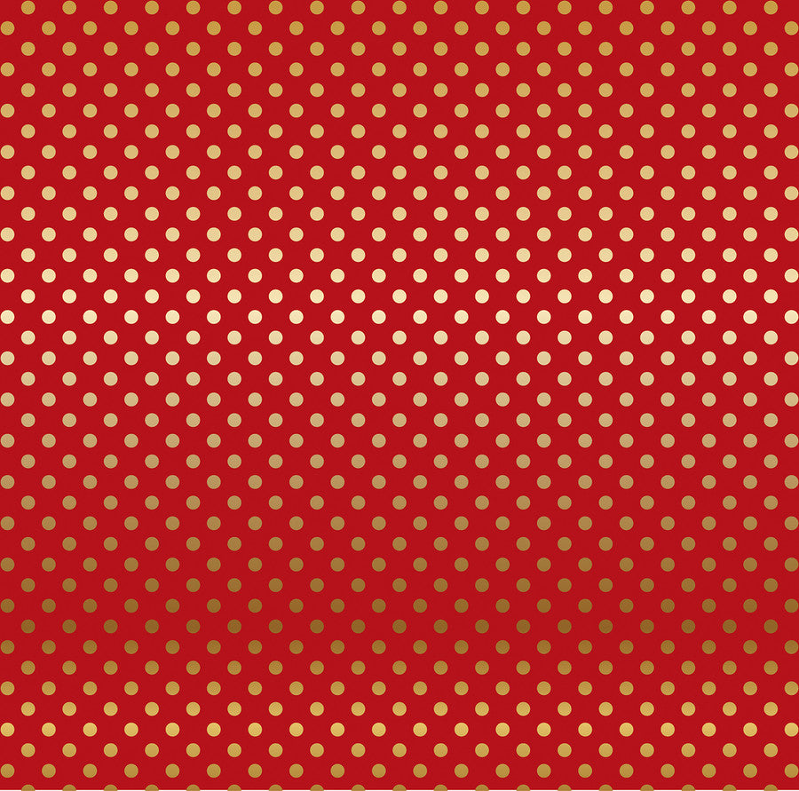 DARK RED GOLD FOIL DOT - Dots & Stripes 12x12 Cardstock Echo Park