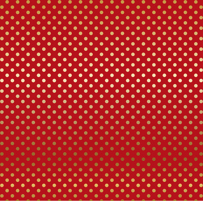 DARK RED GOLD FOIL DOT - Dots & Stripes 12x12 Cardstock Echo Park