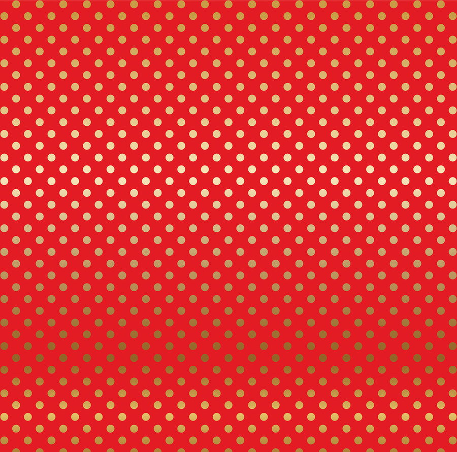 HOLLY BERRY GOLD FOIL DOT - Dots & Stripes 12x12 Cardstock Echo Park