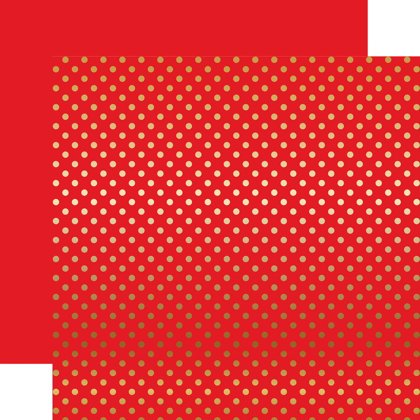 Create stunning and elegant paper projects with our HOLLY BERRY RED GOLD FOIL DOT cardstock from the Dots & Stripes Collection by Echo Park Paper. The intricate gold foil dots add a touch of glamour to the rich red color, perfect for any occasion. The reverse side features a solid red, providing versatility and creativity to your designs.