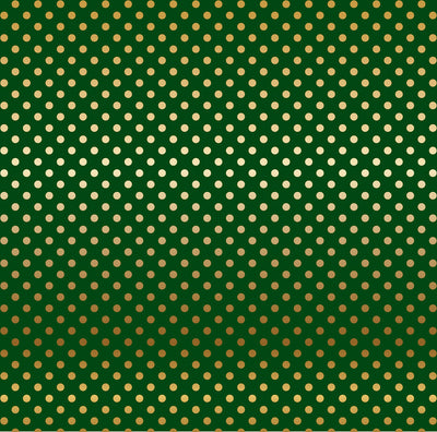 DARK GREEN GOLD FOIL DOT - Dots & Stripes 12x12 Cardstock Echo Park