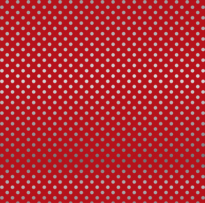 DARK RED SILVER FOIL DOT - Dots & Stripes 12x12 Cardstock Echo Park