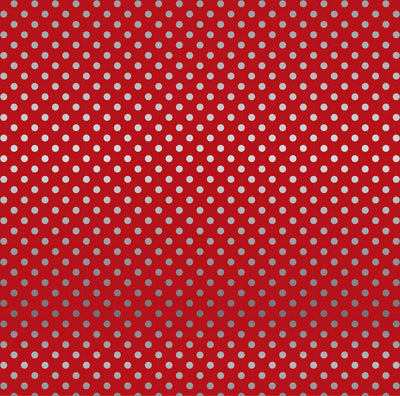 DARK RED SILVER FOIL DOT - Dots & Stripes 12x12 Cardstock Echo Park