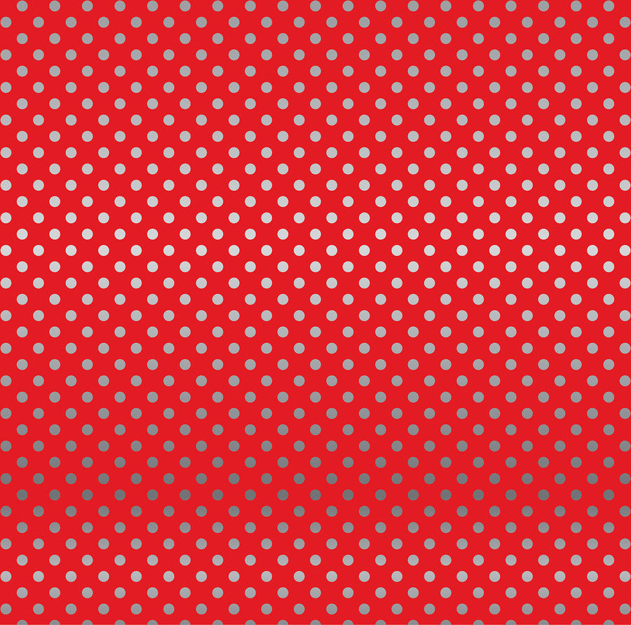 HOLLY BERRY SILVER FOIL DOT - Dots & Stripes 12x12 Cardstock Echo Park