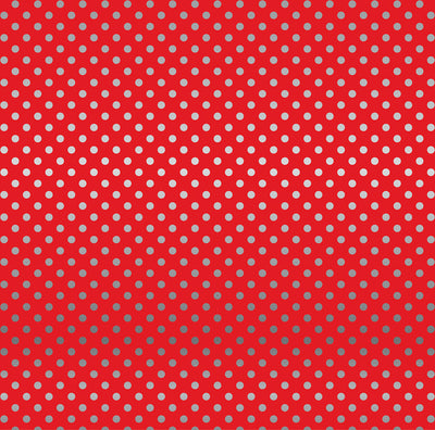 HOLLY BERRY SILVER FOIL DOT - Dots & Stripes 12x12 Cardstock Echo Park
