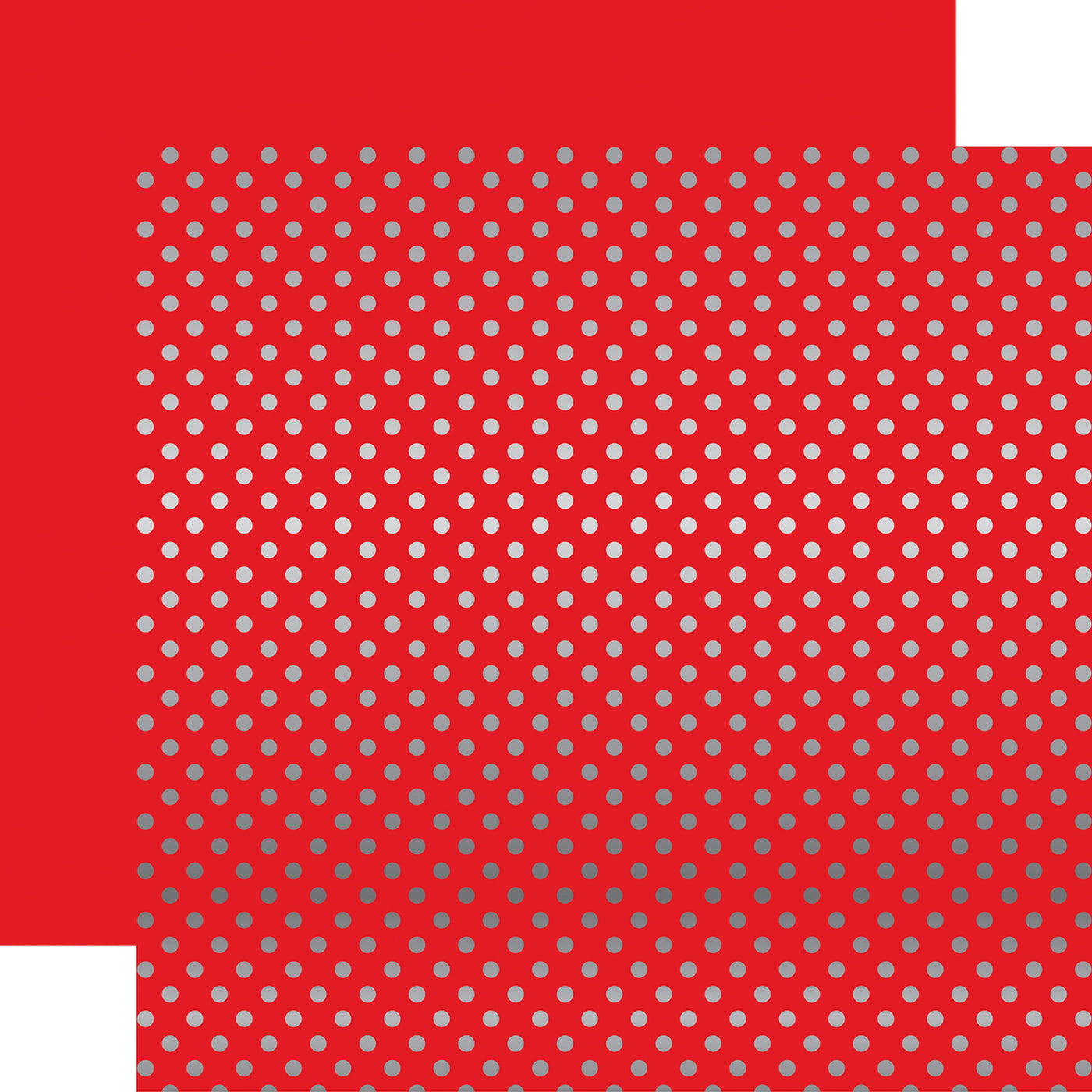 Create stunning and elegant paper projects with our HOLLY BERRY RED SILVER FOIL DOT cardstock from the Dots & Stripes Collection by Echo Park Paper. The intricate silver foil dots add a touch of glamour to the rich red color, perfect for any occasion. The reverse side features a solid red, providing versatility and creativity to your designs.