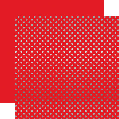 Create stunning and elegant paper projects with our HOLLY BERRY RED SILVER FOIL DOT cardstock from the Dots & Stripes Collection by Echo Park Paper. The intricate silver foil dots add a touch of glamour to the rich red color, perfect for any occasion. The reverse side features a solid red, providing versatility and creativity to your designs.