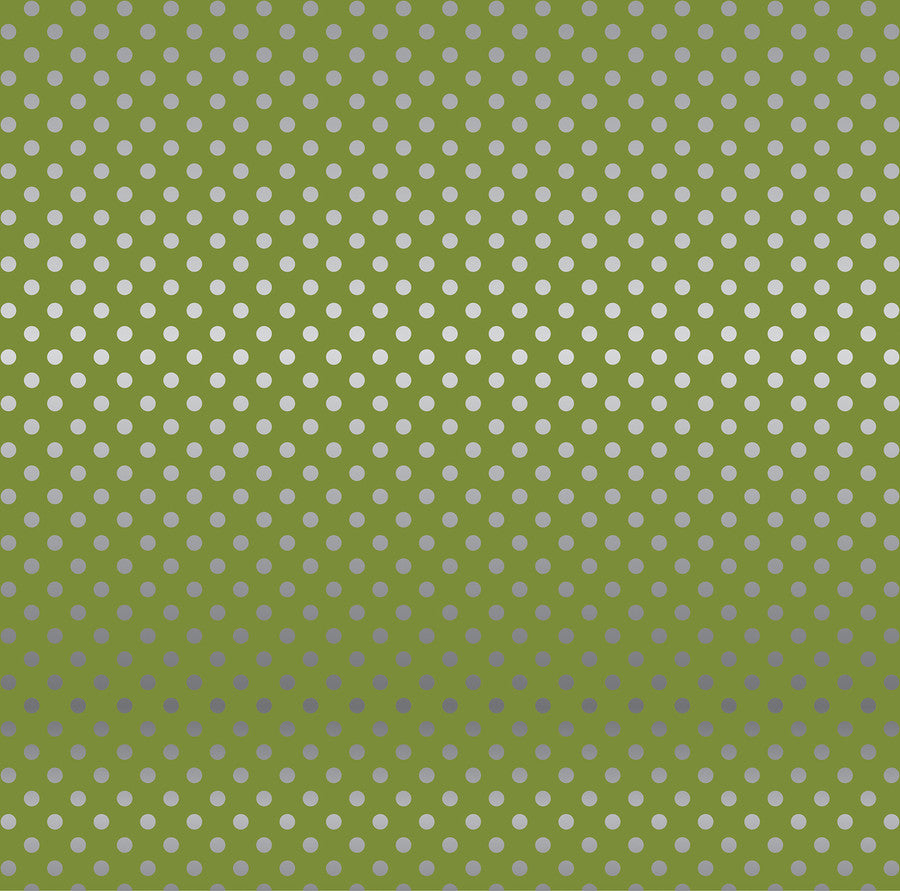 OLIVE GREEN SILVER FOIL DOT - Dots & Stripes 12x12 Cardstock Echo Park