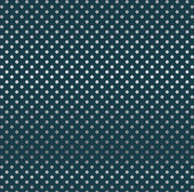 NAVY SILVER FOIL DOT - Dots & Stripes 12x12 Cardstock Echo Park
