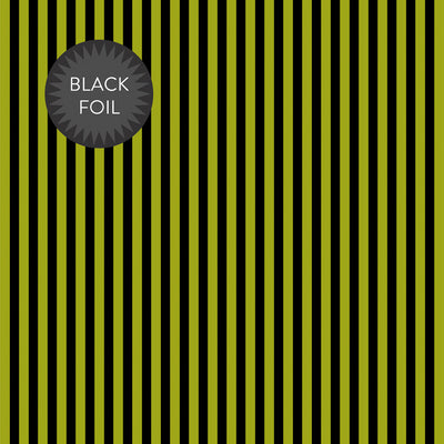 BLACK FOIL STRIPE - GREEN - Dots & Stripes 12x12 Cardstock
