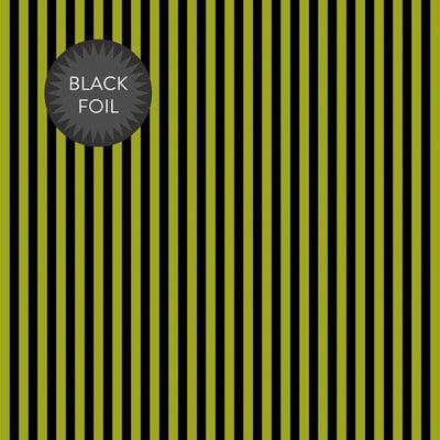 BLACK FOIL STRIPE - GREEN - Dots & Stripes 12x12 Cardstock