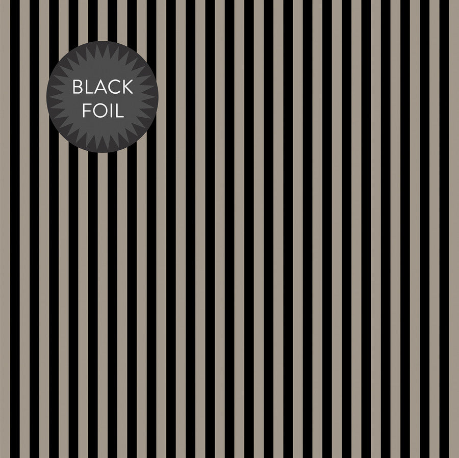 BLACK FOIL STRIPE - GRAY - Dots & Stripes 12x12 Cardstock