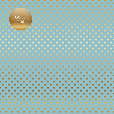 BLUEBELL GOLD FOIL DOT - Dots & Stripes 12x12 Cardstock Echo Park
