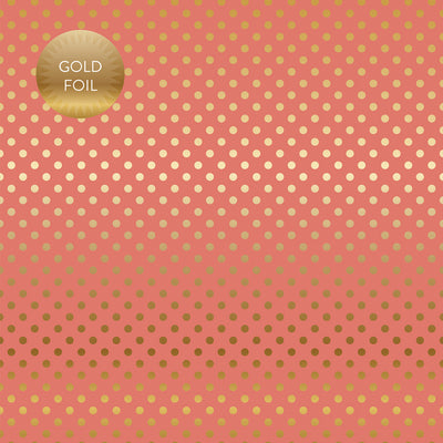 PEONY GOLD FOIL DOT - Dots & Stripes 12x12 Cardstock Echo Park